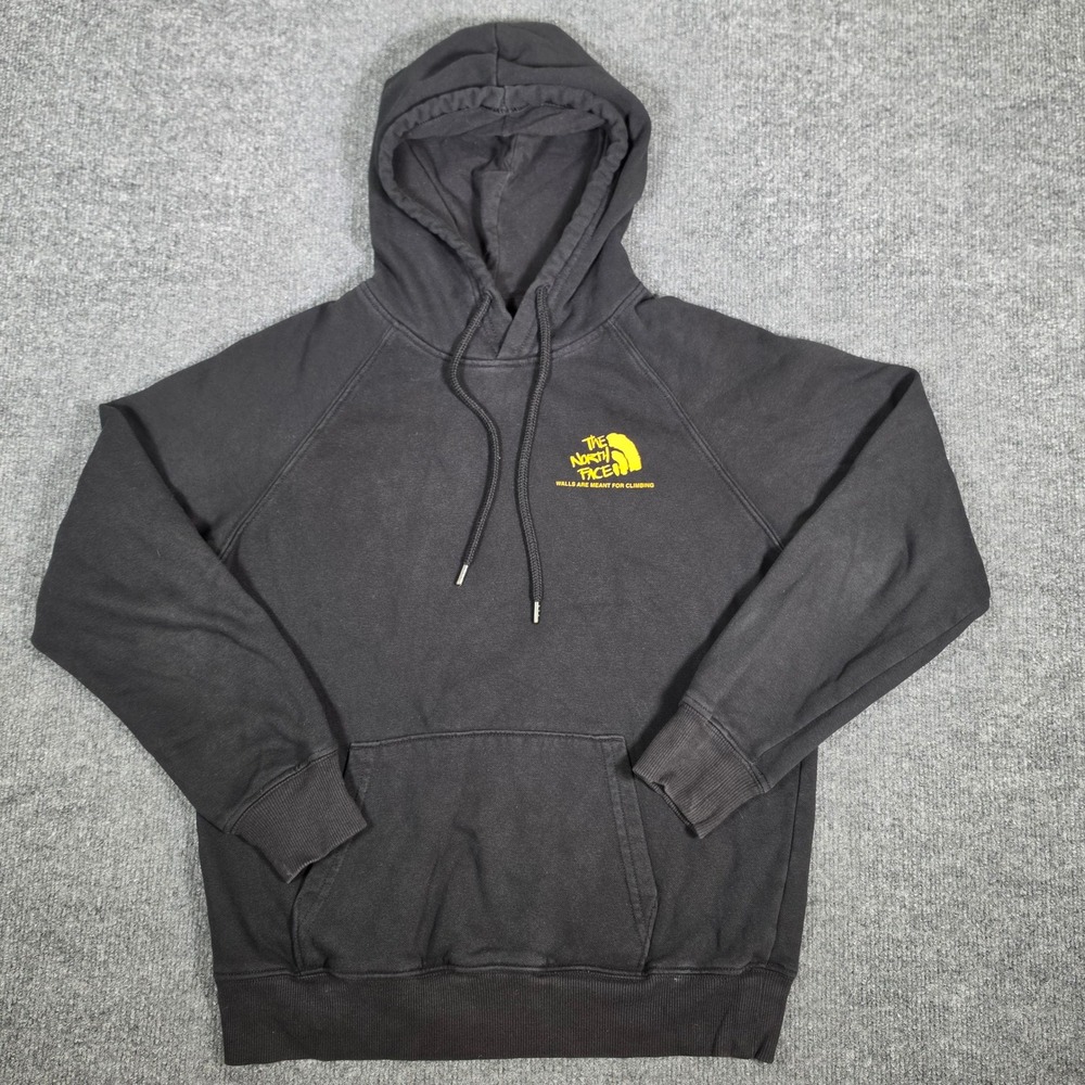 The North Face Walls Are Meant For Climbing Hoodie Black Yellow Womens Small